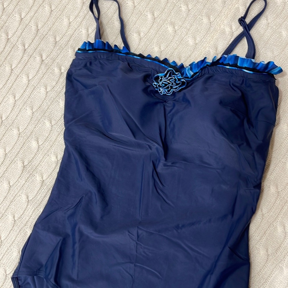 Navy blue swimsuit. One piece